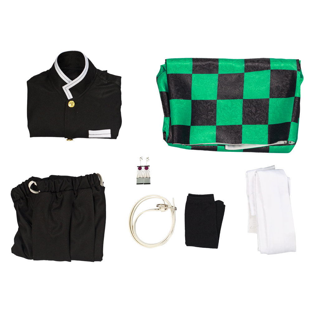 Kinder Demon Slayer Kimetsu no Yaiba Kamado Tanjirou Cosplay Kostüm Kimono Outfits Halloween Karneval Anzug