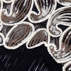 Damen Flapper Kleider Voller Pailletten Retro 1920er Jahre Stil Charleston Kleid V-Ausschnitt Motto Party Damen Kostüm Kleid