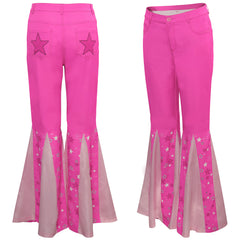 Damen rosa Schlaghose Retro Cosplay Kostüm Outfits Halloween Karneval Party Anzug