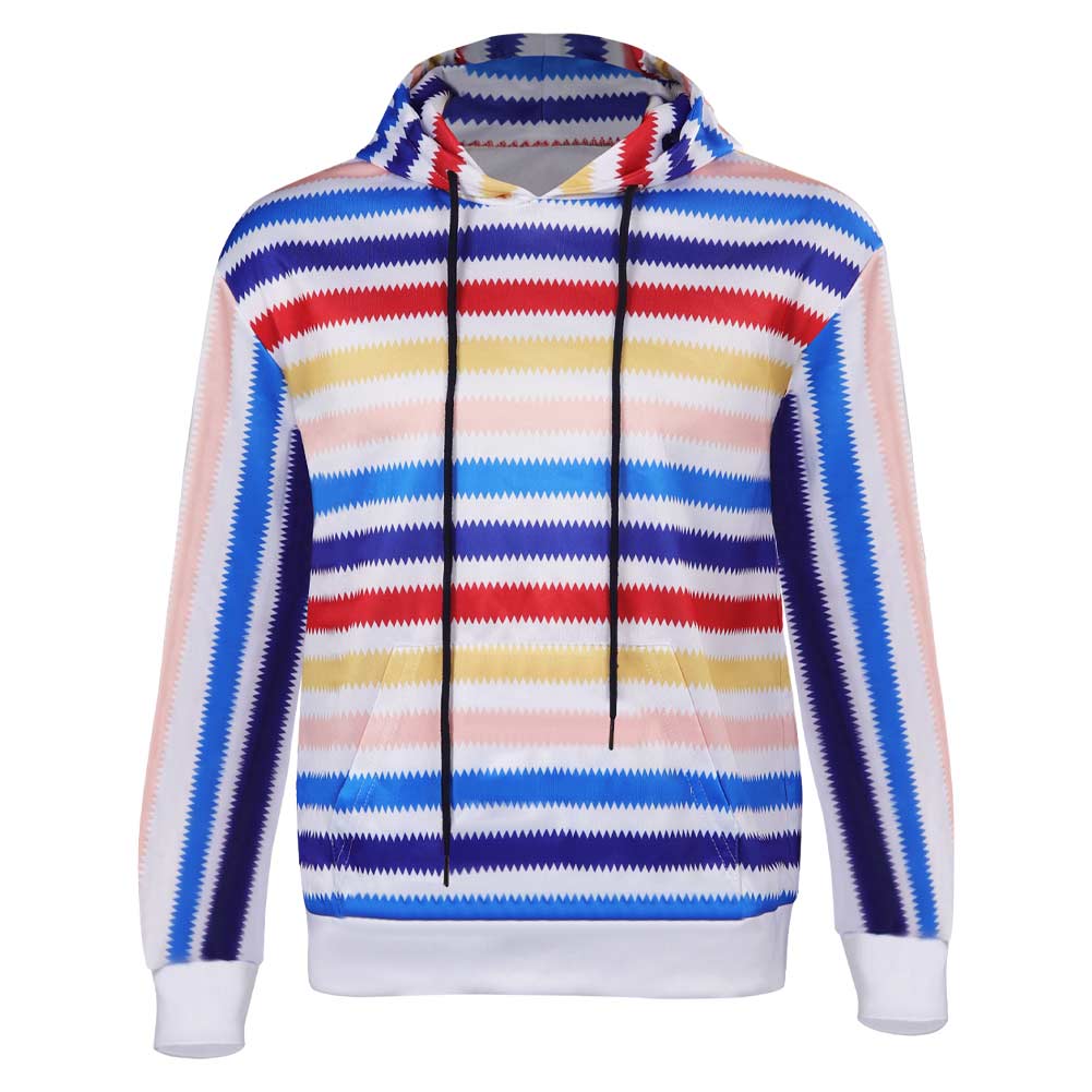 Herren Hoodie Regenbogen Streifen Sweatshirt Cosplay Kostüm Outfits Halloween Karneval Anzug