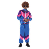 Herren Retro Vintage Hip-Hop Disco Cosplay Kostüm Jacke Hose Stirnband Sprotwear Outfits 70er 80er Jahre