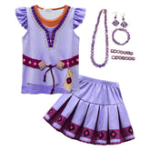 Kinder Mädchen Film 2023 Wish Asha Kleid Cosplay Kostüm Outfits