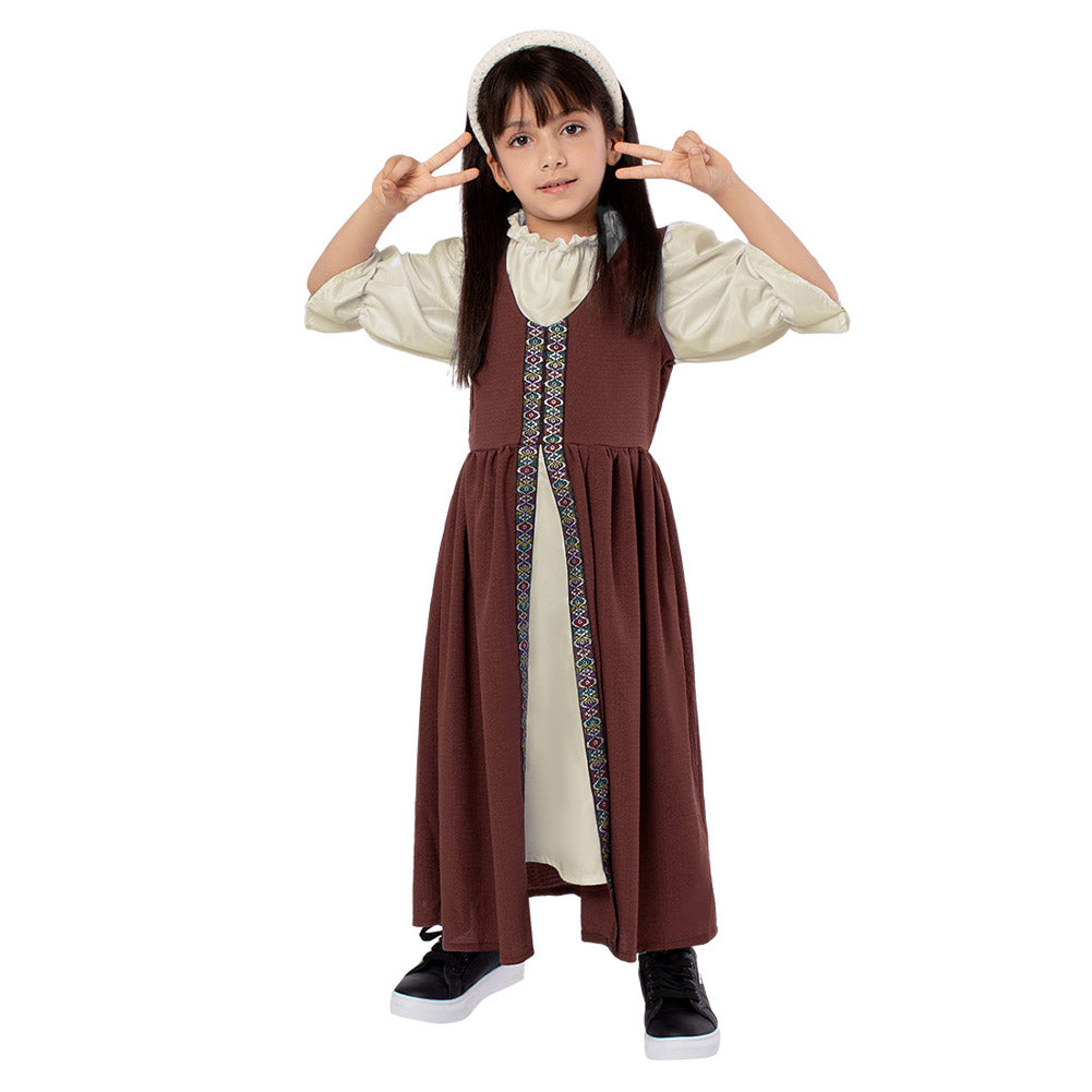 Kinder Mädchen Kleid Mittelalterliches Retro Party Palast Kostüm Bühnenauftritt Kostüm Kinderauftritt Halloween Karnevalsanzug
