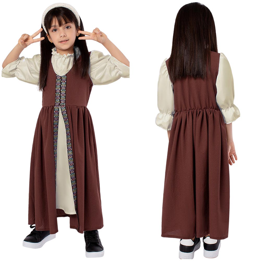 Kinder Mädchen Kleid Mittelalterliches Retro Party Palast Kostüm Bühnenauftritt Kostüm Kinderauftritt Halloween Karnevalsanzug