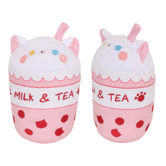 Weiße Katze Milch Teeflasche Plüschtiere Cartoon weiche Stoffpuppen Maskottchen Geburtstag Weihnachtsgeschenke