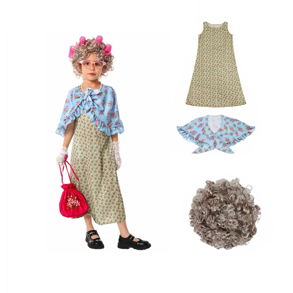 Kinder Welttag des Buches Opa Oma Großeltern Cosplay Kostüm Outfits Halloween Karneval Anzug