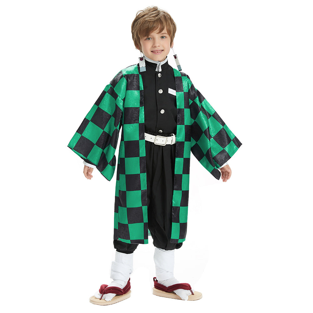 Kinder Demon Slayer Kimetsu no Yaiba Kamado Tanjirou Cosplay Kostüm  Kimono Outfits Halloween Karneval Anzug