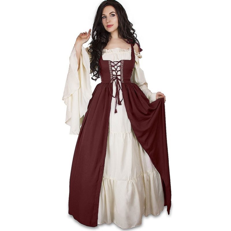 Kinder Mädchen quadratischer Kragen Mittelalter Renaissance Retro Kleid Cosplay Kostüm Mittelalterkleid  Outfits Halloween Karneval Anzug
