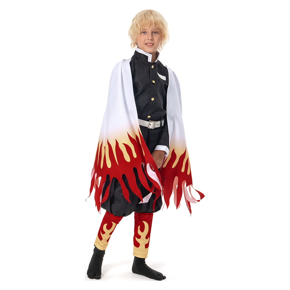 Kinder Demon Slayer Kimetsu no Yaiba Rengoku Kyoujurou Kostüm Halloween Karneval Kostüm