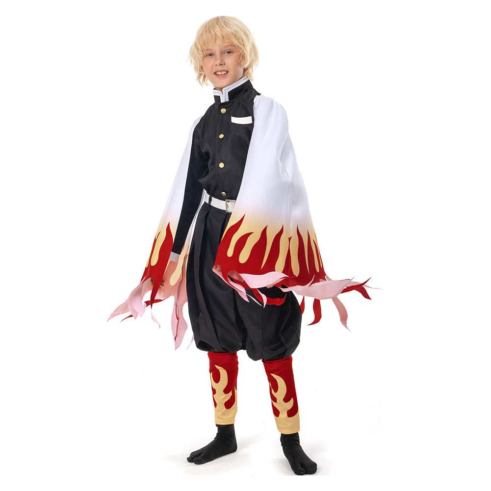 Kinder Demon Slayer Kimetsu no Yaiba Rengoku Kyoujurou Kostüm Halloween Karneval Kostüm
