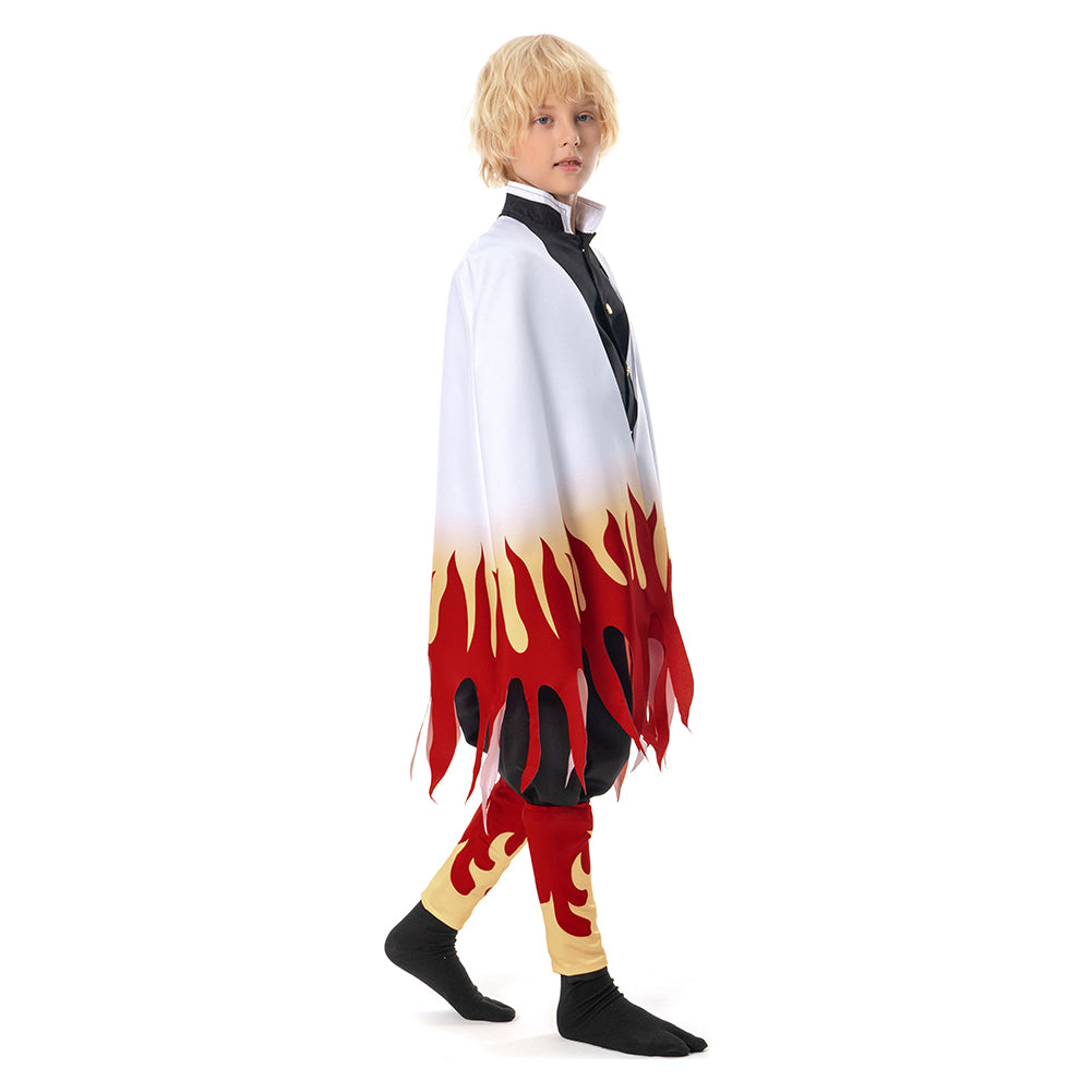 Kinder Demon Slayer Kimetsu no Yaiba Rengoku Kyoujurou Kostüm Halloween Karneval Kostüm