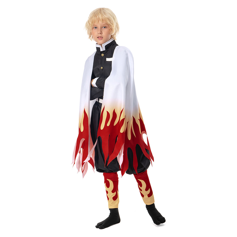 Kinder Demon Slayer Kimetsu no Yaiba Rengoku Kyoujurou Kostüm Halloween Karneval Kostüm