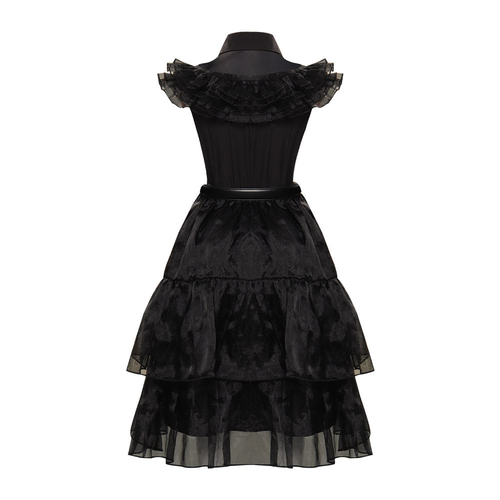 Kinder Mädchen Addams Mittwoch Kleid ärmellos schwarz Kleid
