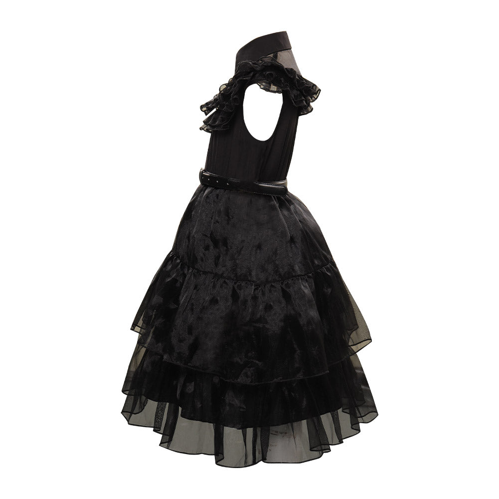 Kinder Mädchen Addams Mittwoch Kleid ärmellos schwarz Kleid