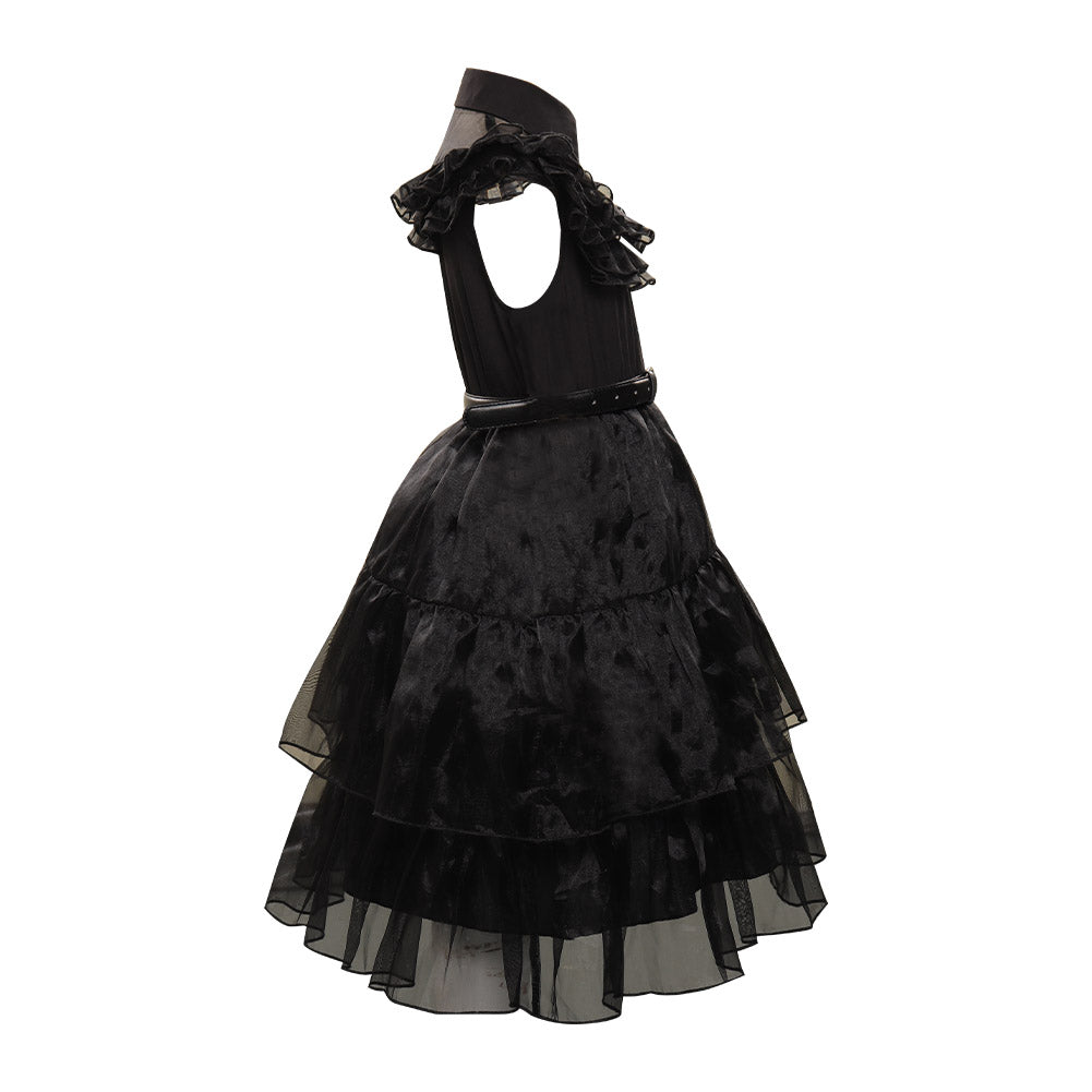 Kinder Mädchen Addams Mittwoch Kleid ärmellos schwarz Kleid