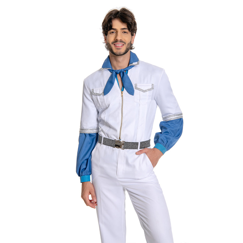 Herren Cosplay Kostüm Jumpsuit Outfits Halloween Karneval Anzug ABBA Benny Anderson Retro Style