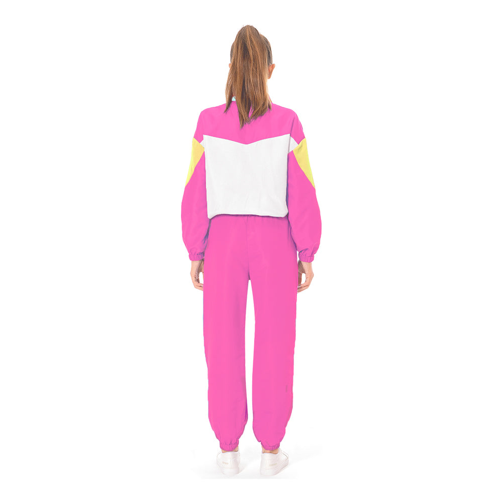 Jogginganzug 80er/90er Jahre Erwachsene Karneval Party rosa weiß Halloween Kostüm