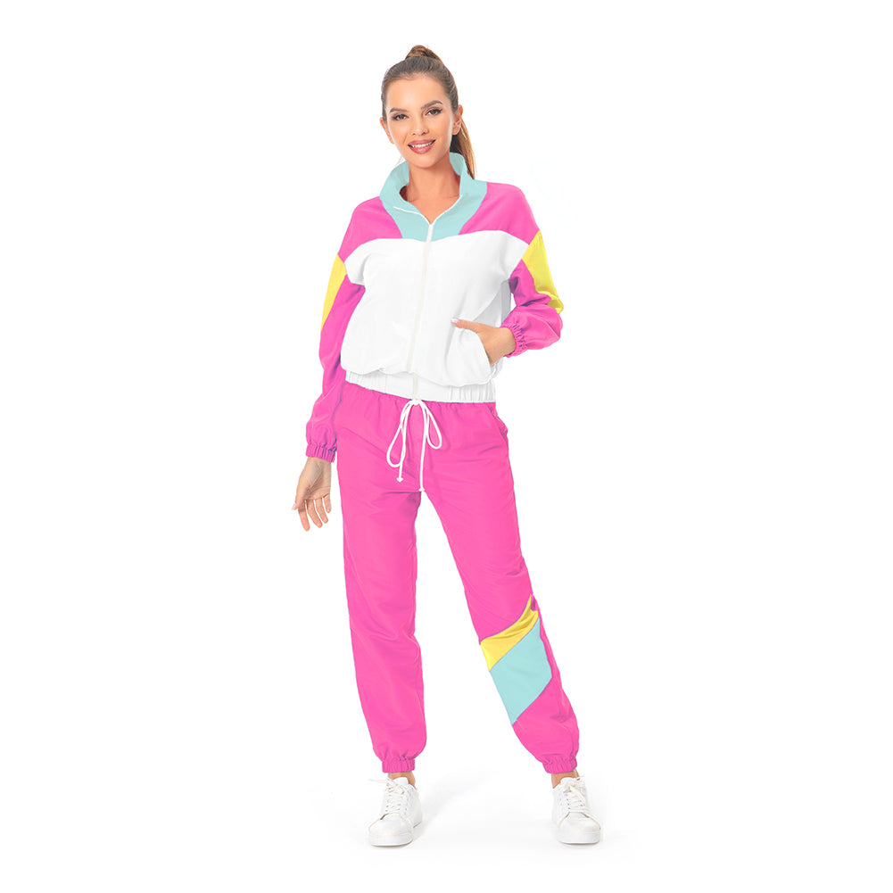 Jogginganzug 80er/90er Jahre Erwachsene Karneval Party rosa weiß Halloween Kostüm