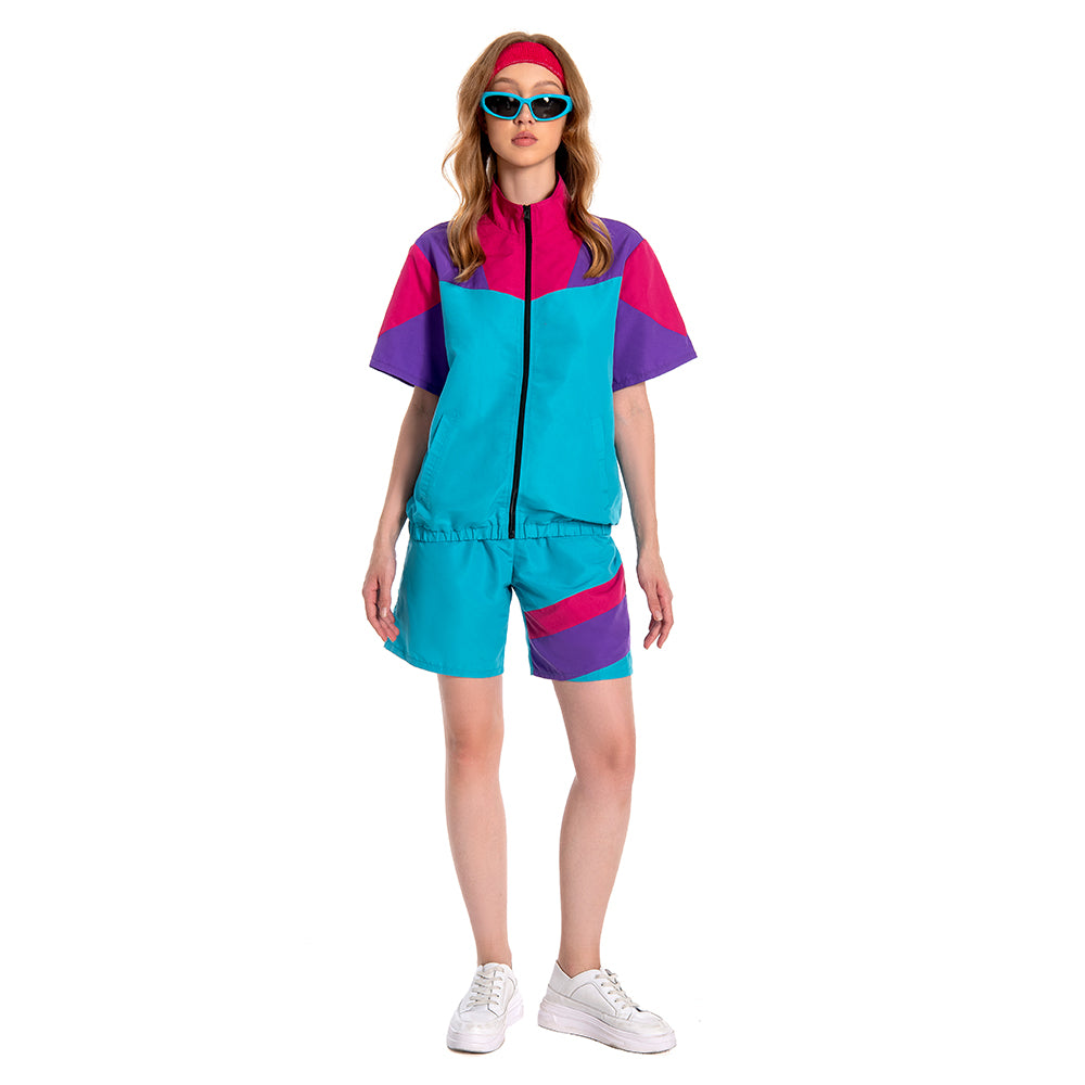 unisex Jogging Anzüge 2 Stück Set Cosplay Kostüm Outfits Halloween Karneval Anzug 80er 90er Jahre Trainingsanzüge Set