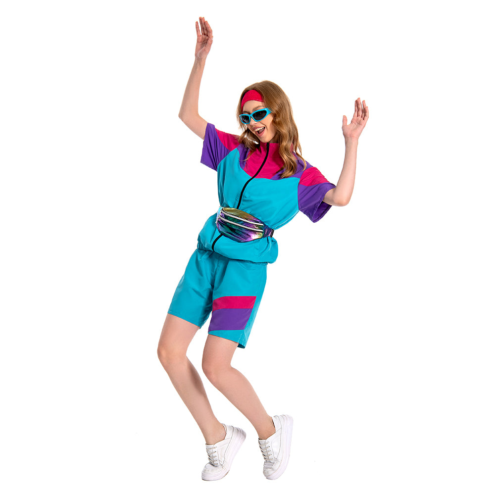 unisex Jogging Anzüge 2 Stück Set Cosplay Kostüm Outfits Halloween Karneval Anzug 80er 90er Jahre Trainingsanzüge Set