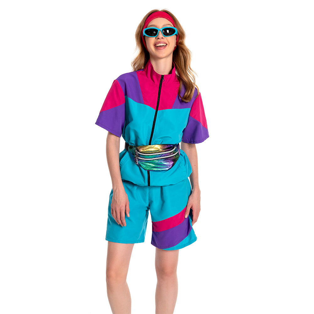 unisex Jogging Anzüge 2 Stück Set Cosplay Kostüm Outfits Halloween Karneval Anzug 80er 90er Jahre Trainingsanzüge Set