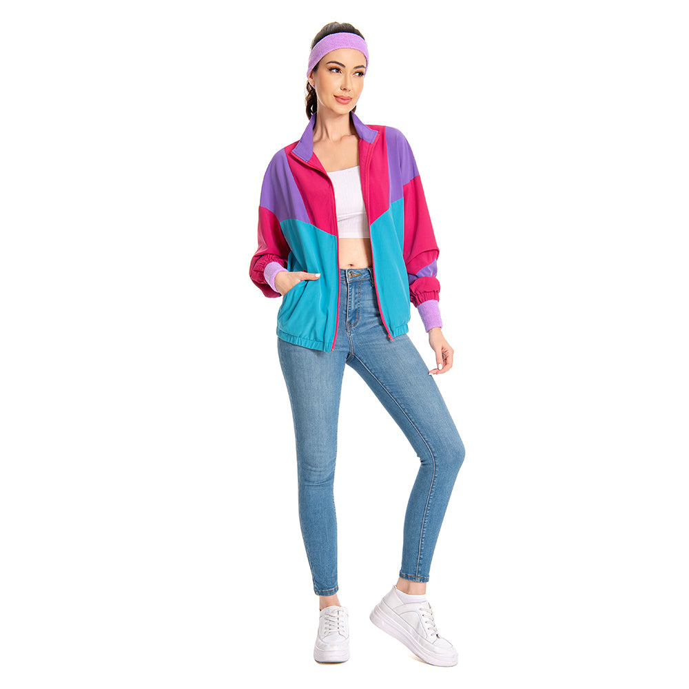 Damen rosa Cosplay Kostüm Outfits Halloween Karneval Anzug Jacke 80er