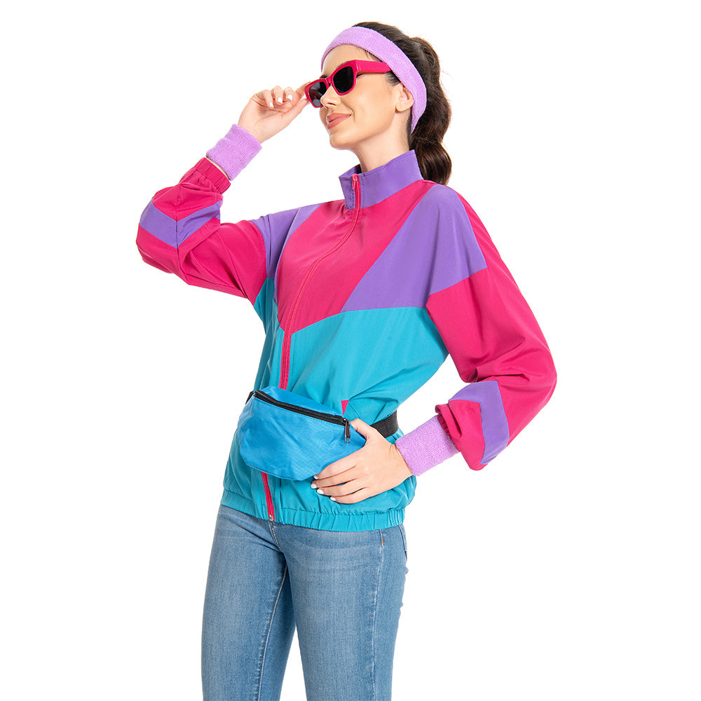Damen rosa Cosplay Kostüm Outfits Halloween Karneval Anzug Jacke 80er