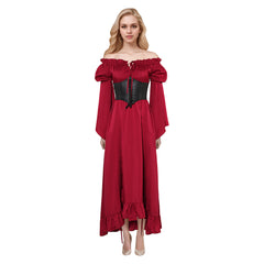 Damen Mittelalter Kleid Cosplay Kostüm Outfits Halloween Karneval Anzug