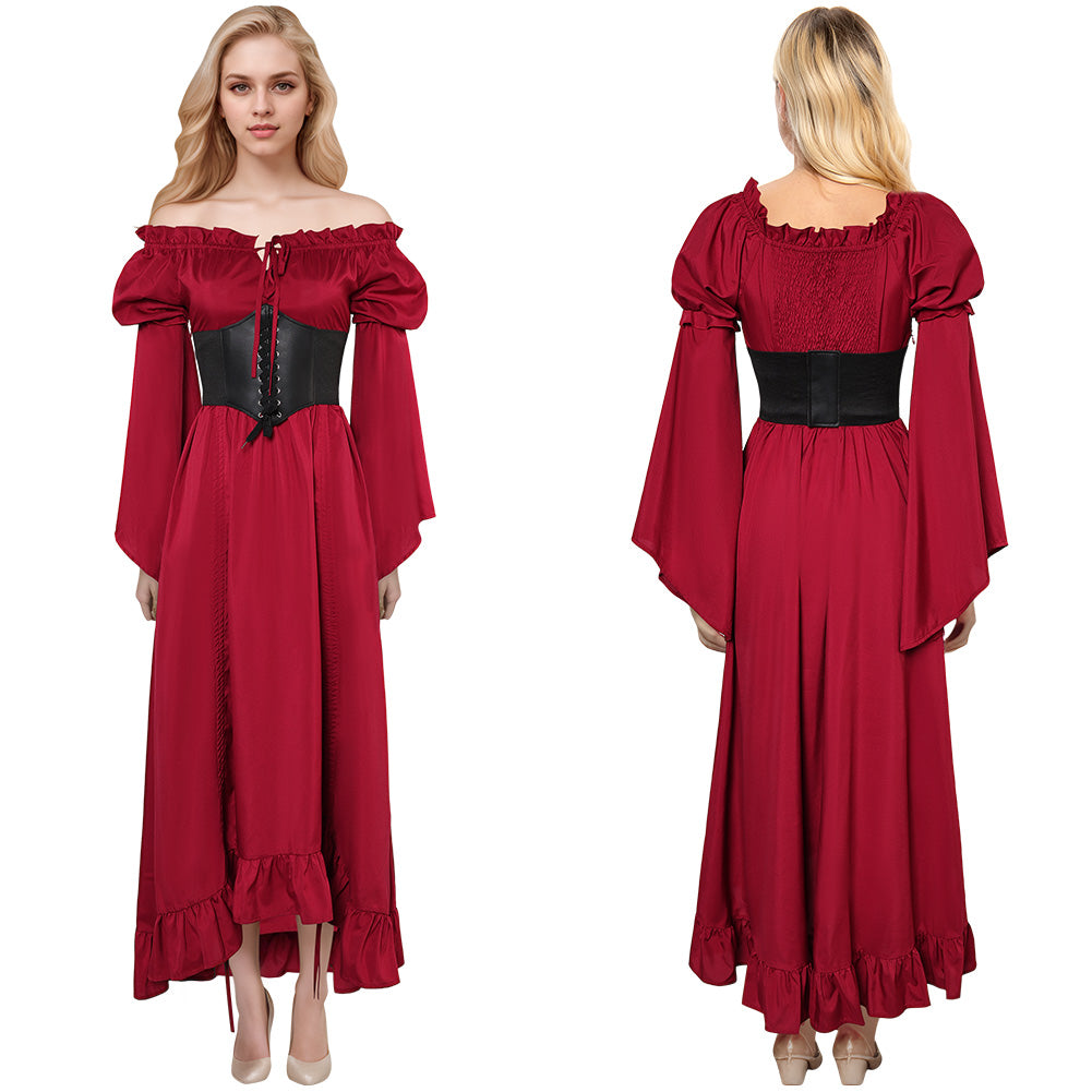 Damen Mittelalter Kleid Cosplay Kostüm Outfits Halloween Karneval Anzug