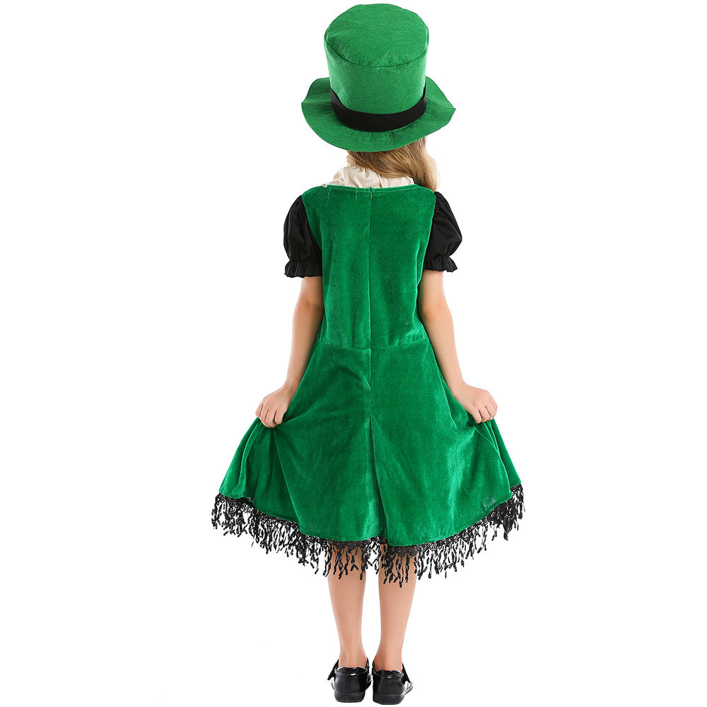 Kinder Mädchen Kleid St. Patrick’s Day Cosplay Kostüm Party Halloween Karneval Anzug