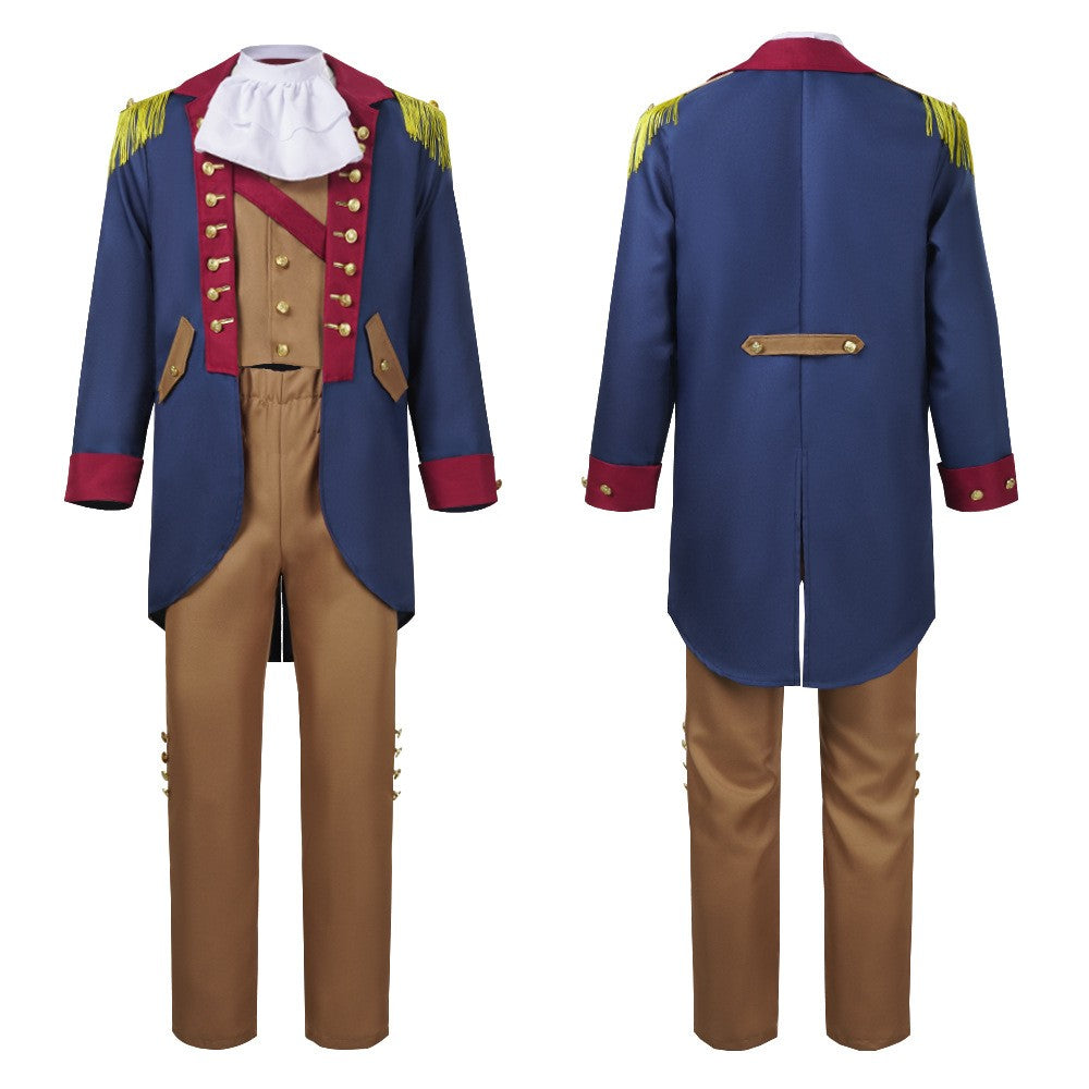Herren George Washington Präsidenten-Cosplay-Kostüm, Kolonialrevolution-Design, Herren Party- und Bühnenshow-Kostüm