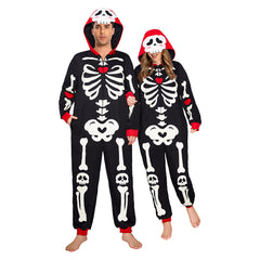 Erwachsene Unisex Schlafanzug Leuchtender Totenkopf einteiliger Pyjama