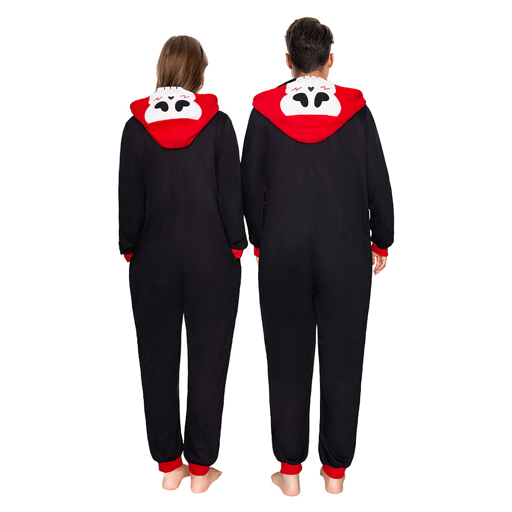 Erwachsene Unisex Schlafanzug Leuchtender Totenkopf einteiliger Pyjama