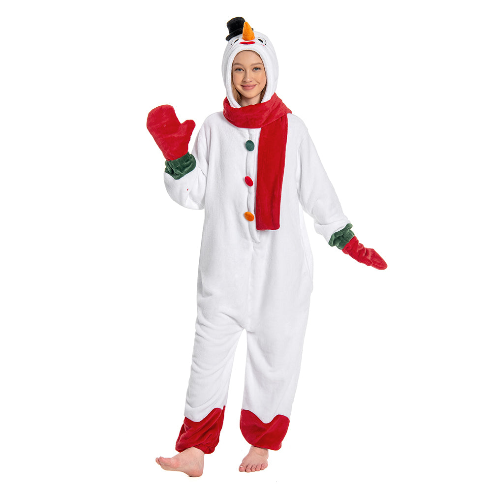 Unisex Erwachsene Familienpyjamas Weihnachten - Schneemann, Rentier Weihnachtsmann Schlafanzug einteiliger Pyjama