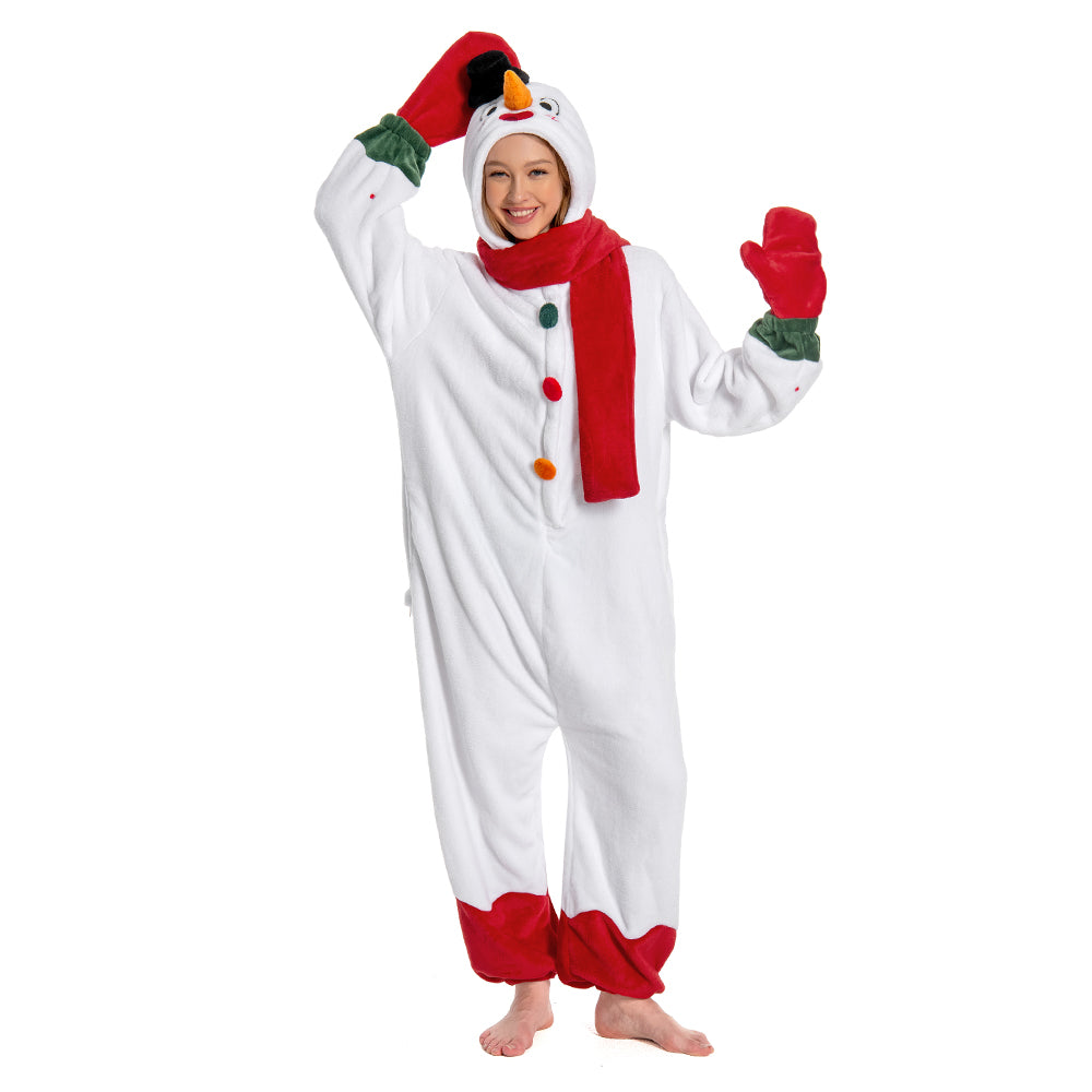 Unisex Erwachsene Familienpyjamas Weihnachten - Schneemann, Rentier Weihnachtsmann Schlafanzug einteiliger Pyjama