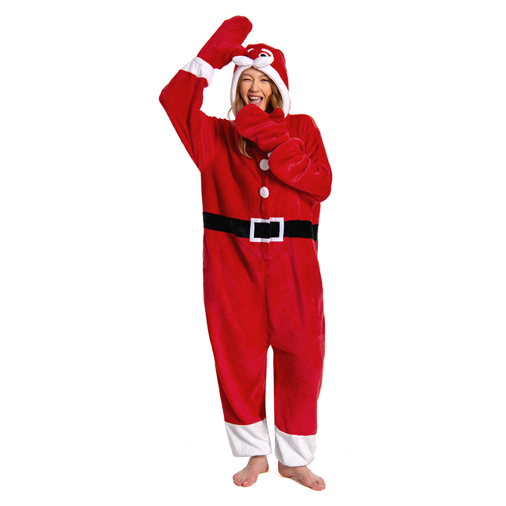 Unisex Erwachsene Familienpyjamas Weihnachten - Schneemann, Rentier Weihnachtsmann Schlafanzug einteiliger Pyjama