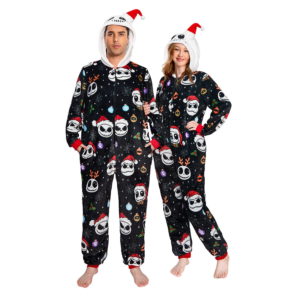 Erwachsene Unisex Jack Skellington Kostüm Schlafanzug Halloween Karneval Outfit