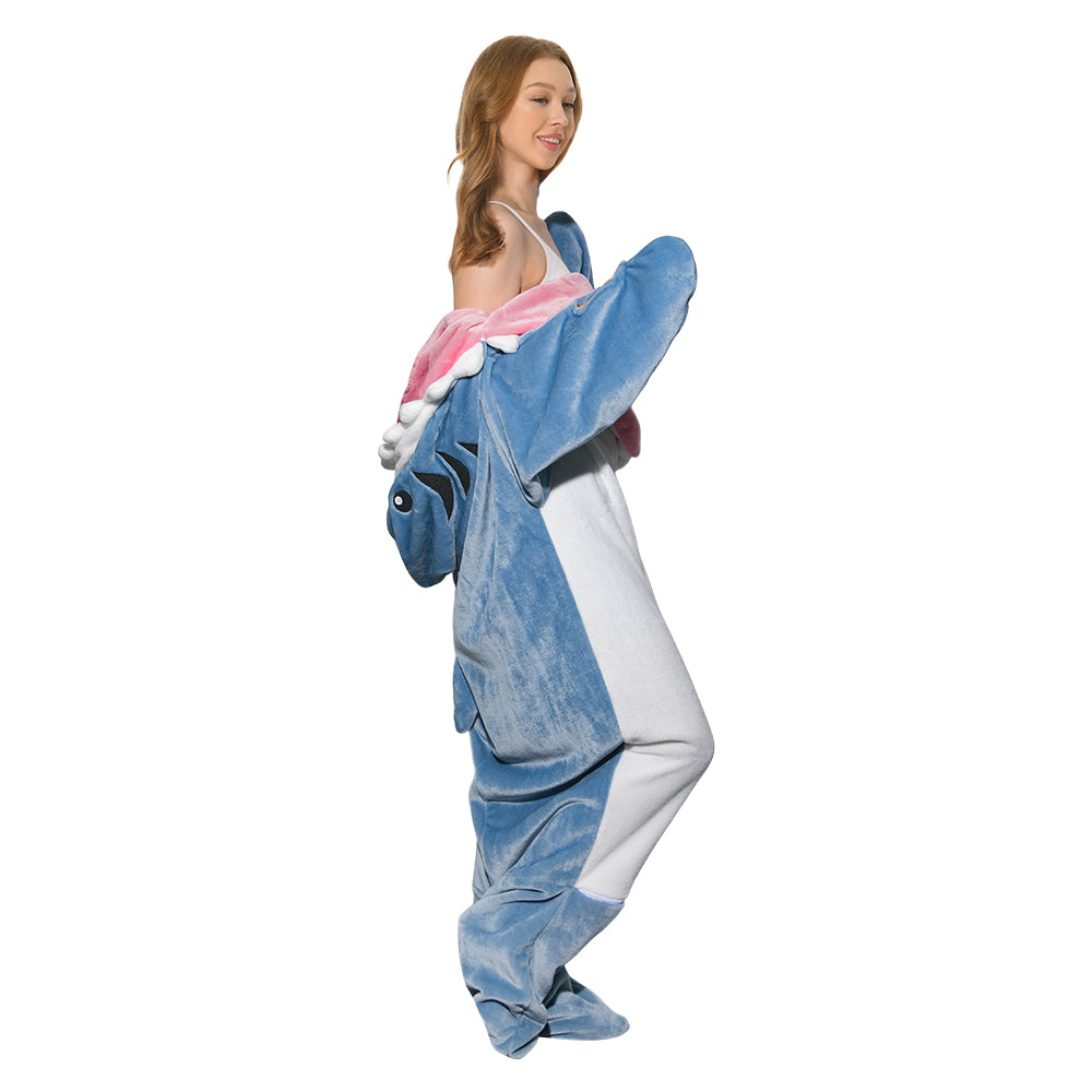 Erwachsene Unisex Hai Tierkostüm Schlafanzug einteiliger Pyjama Ultraweich Bequem - Perfekt für Entspannung