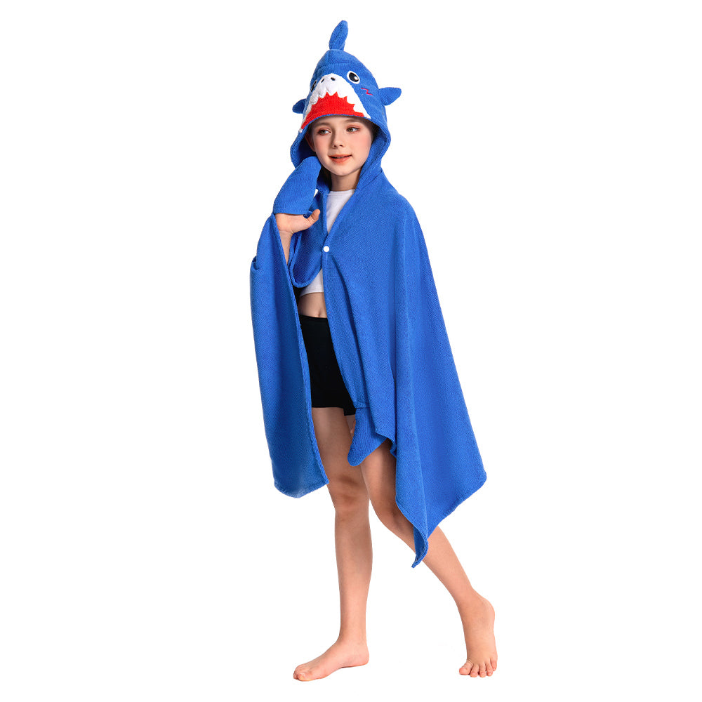 Kinder blau Hai Strandtücher mit Kapuze Tierkostüm Robe Sommer