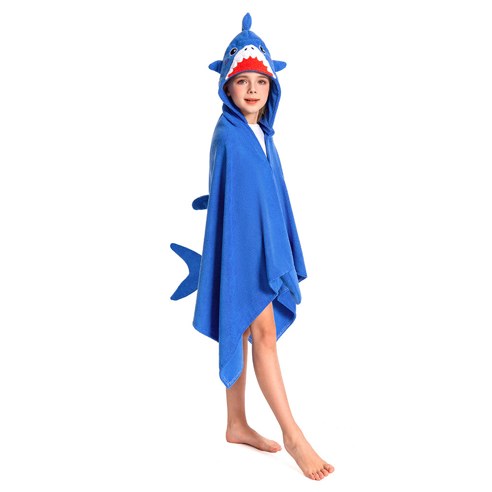 Kinder blau Hai Strandtücher mit Kapuze Tierkostüm Robe Sommer