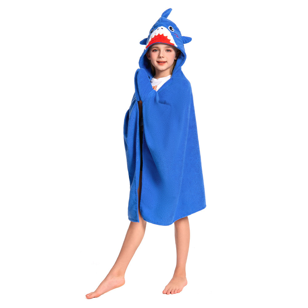 Kinder blau Hai Strandtücher mit Kapuze Tierkostüm Robe Sommer