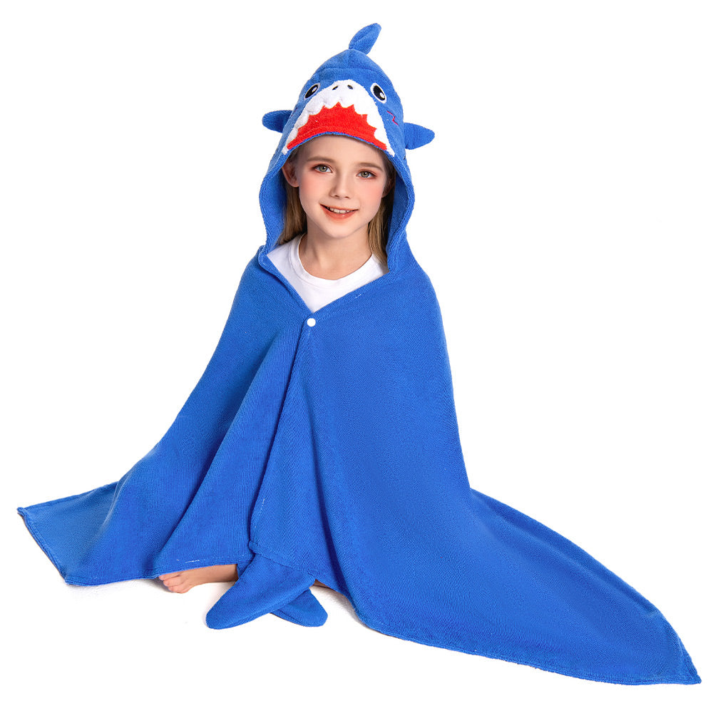 Kinder blau Hai Strandtücher mit Kapuze Tierkostüm Robe Sommer