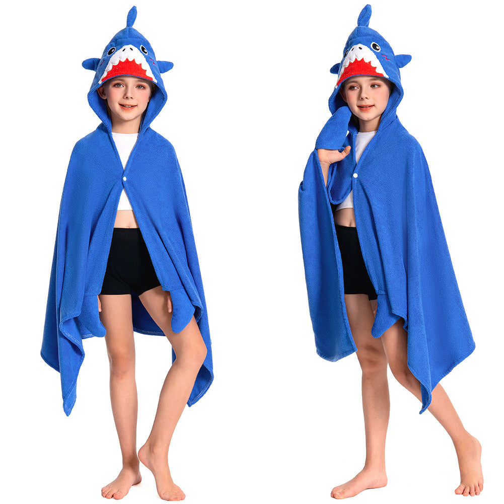 Kinder blau Hai Strandtücher mit Kapuze Tierkostüm Robe Sommer
