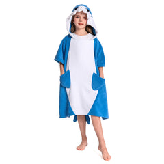Kinder blau Hai Strandtücher mit Kapuze Tierkostüm Sommer Robe