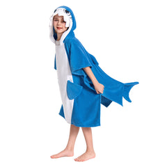 Kinder blau Hai Strandtücher mit Kapuze Tierkostüm Sommer Robe