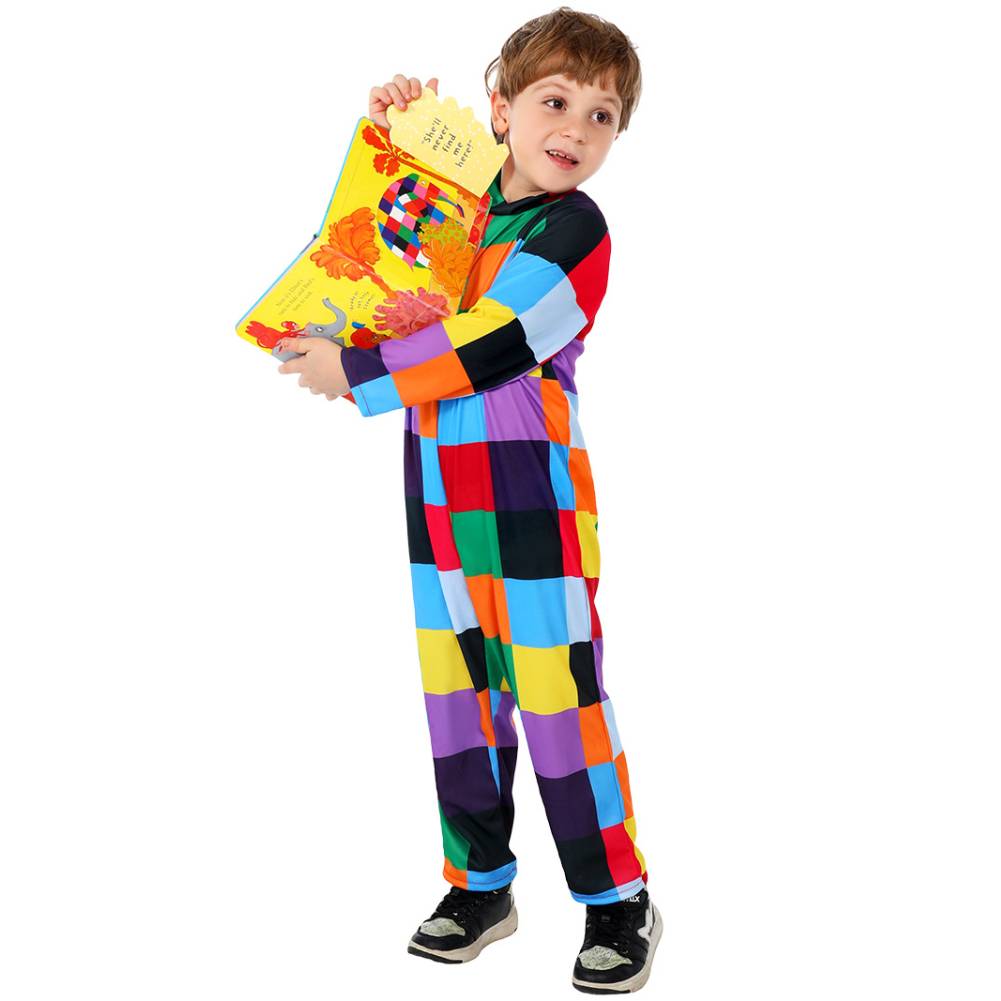 Kinder Elmer-Kostüm zum Weltbuchtag Karomuster Halloween-Kostüm