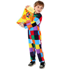 Kinder Elmer-Kostüm zum Weltbuchtag Karomuster Halloween-Kostüm