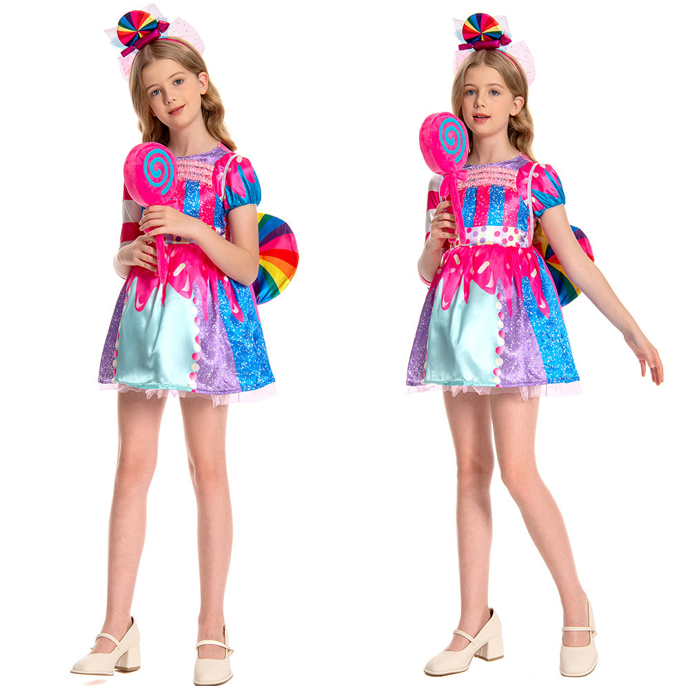 Kinder Mädchen Zuckerwerk Cosplay Kostüm Outfits Fantasia Halloween Karneval Party