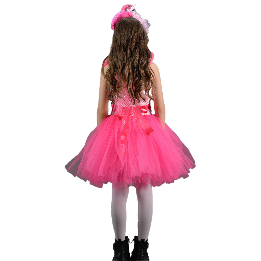 Kinder Mädchen tutu Kleid  Flamingo Cosplay Kostüm Outfits Halloween Karneval Anzug