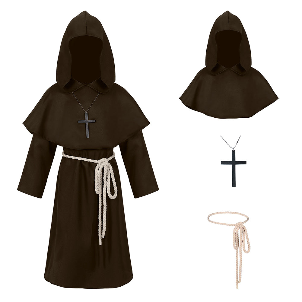 Kinder Braune mittelalterliche Renaissance-Mönchsrobe Priestergewand